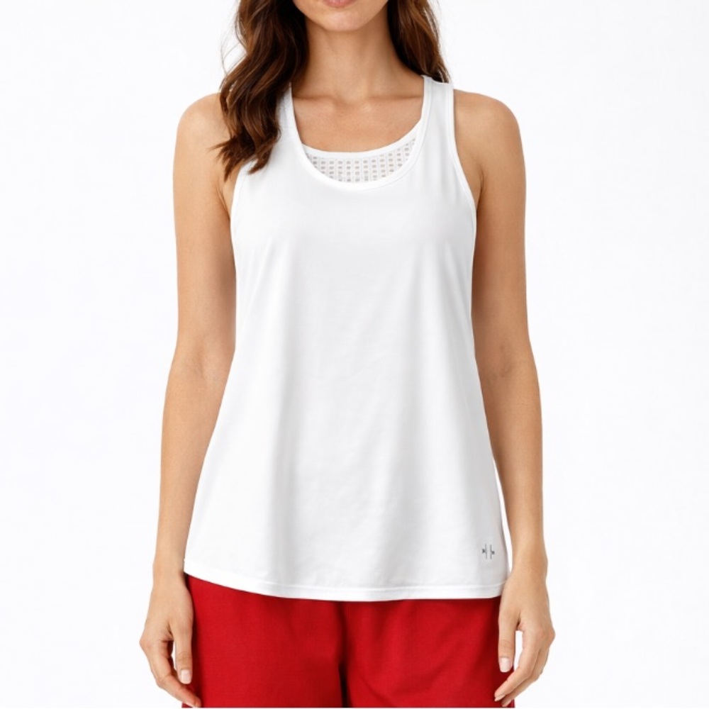 Tuckernuck White Sleeveless Mesh Back Tank Top L NEW